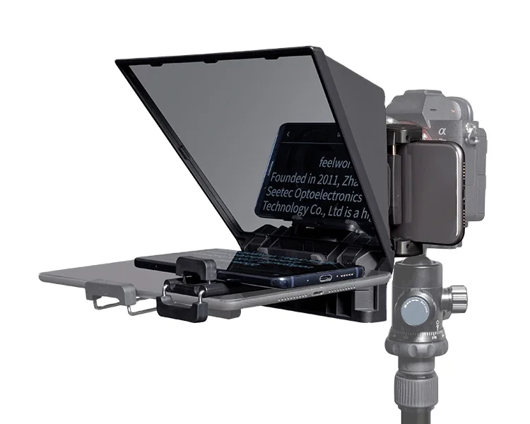 

FEELWORLD TP2A Portable 8-inch Teleprompter supports up to 8" Smartphone/Tablet Prompting