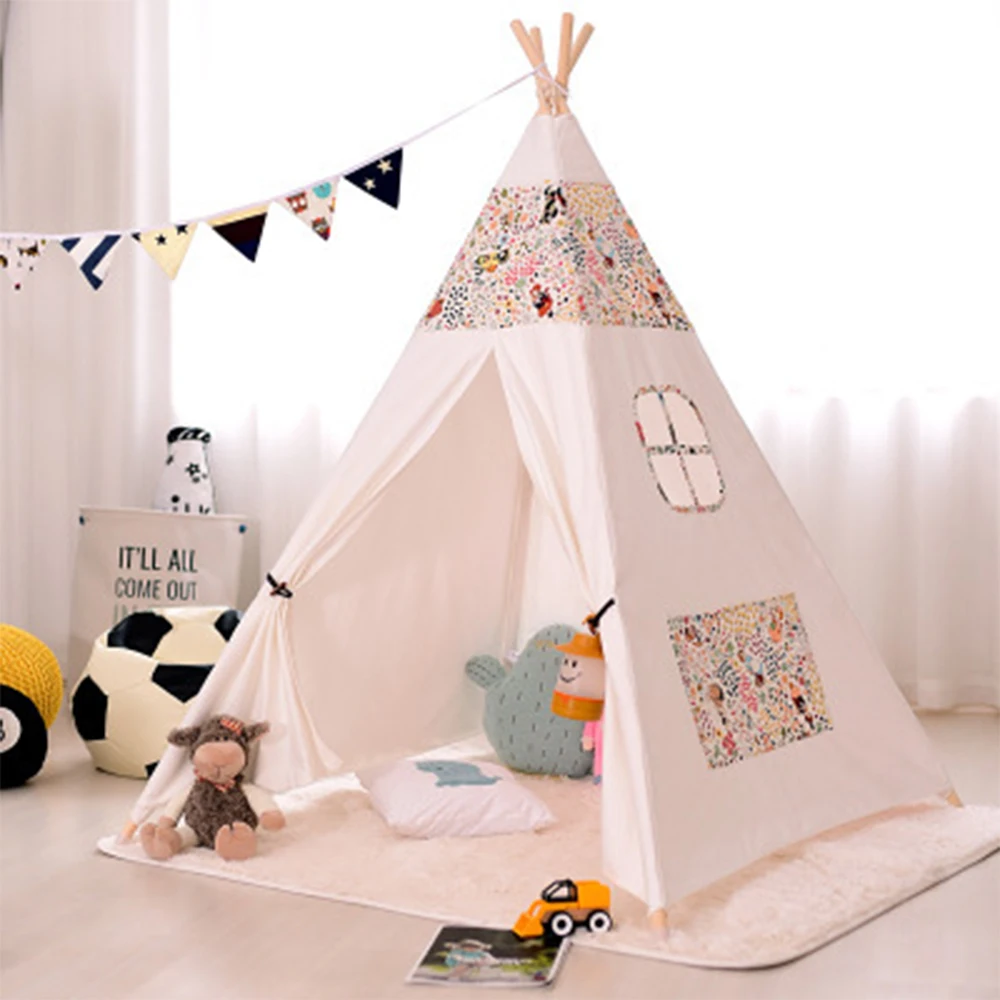 

FunFishing Wholesale Teepee Tent Kids Cotton Canvas Children Tipi Tent For Kids Teepee