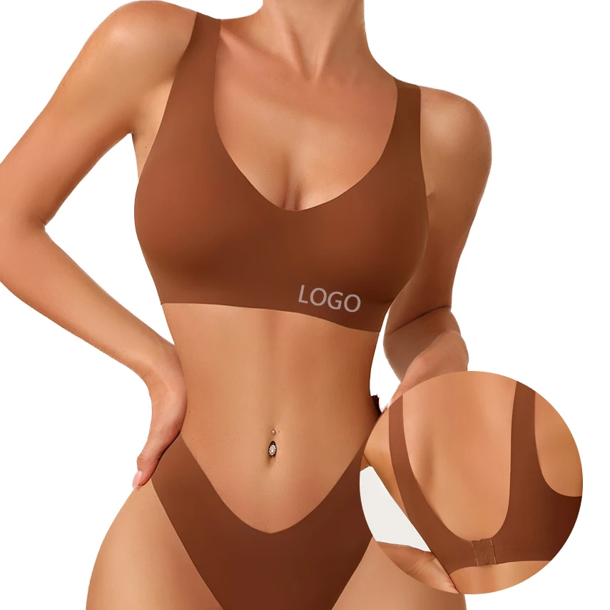 

Sharicca Women Thongs And Bra Laser Cut Seamless Panties Ladies Underwear Good Elastic Seamless Bra Panty Set