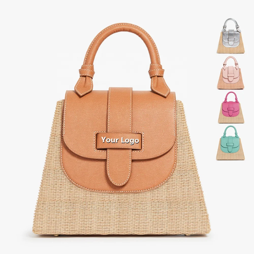 

2023 Trendy New Arrival Woven Straw Bags Womens Handbags Beach Bags Vegan Leather Customized Logo Chic Fahion Ladies Hand Bags