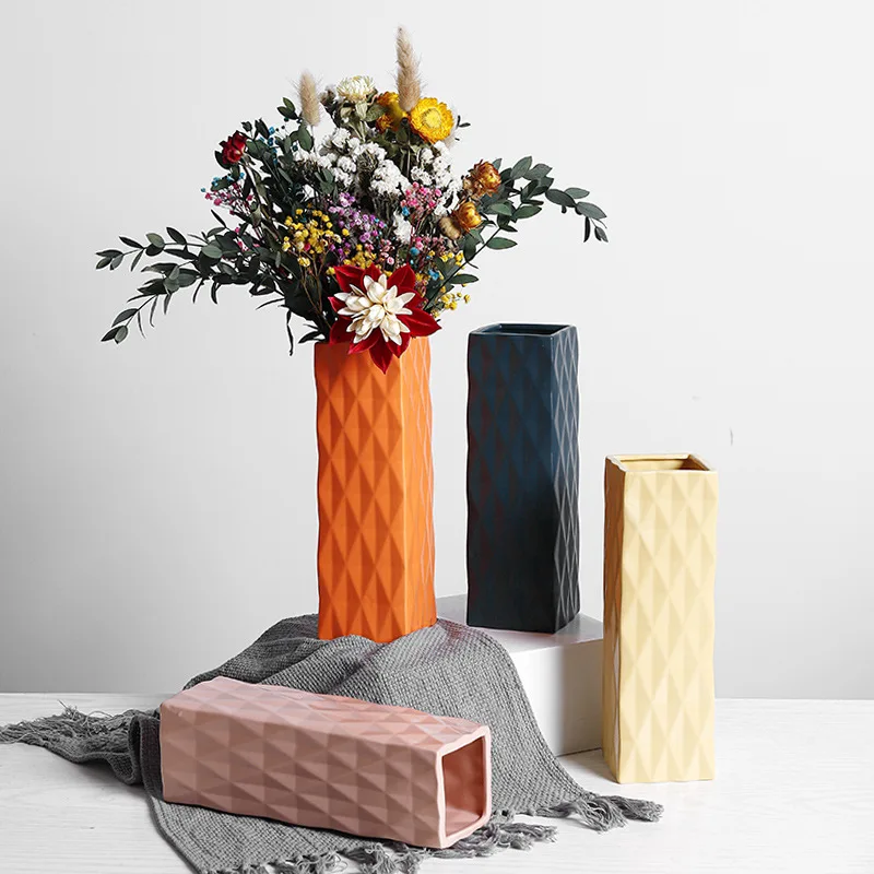 

Factory Low MOQ high square ceramic flower vase for home decoration, As picture