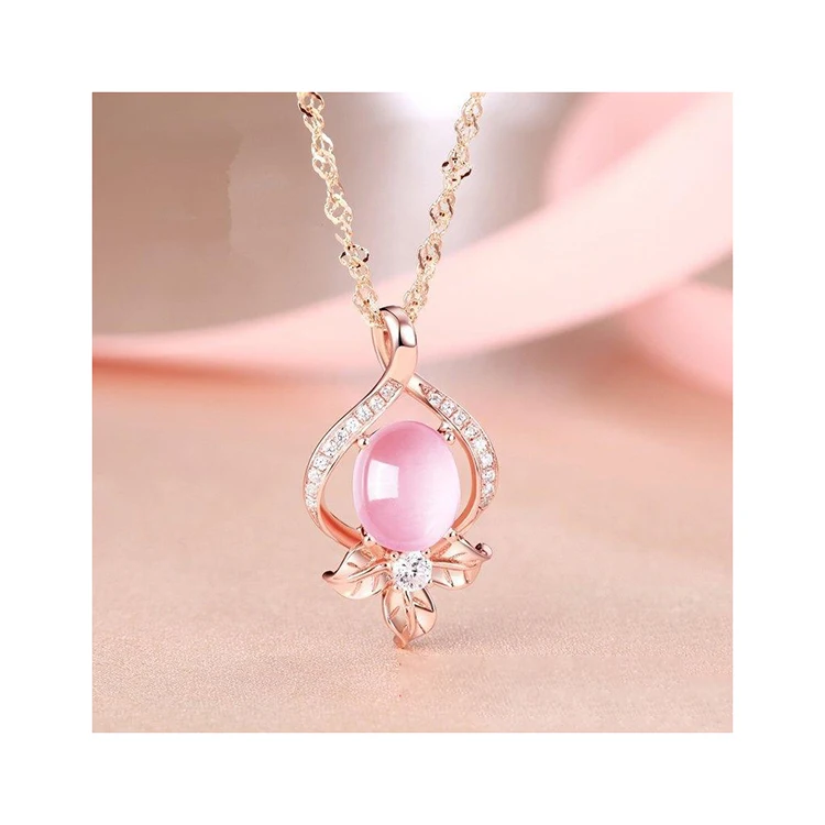

New Pink Jade Peach Pendant Women Chalcedony Gifts Fashion Necklace 925 Silver Natural Amulet Jewelry For Women