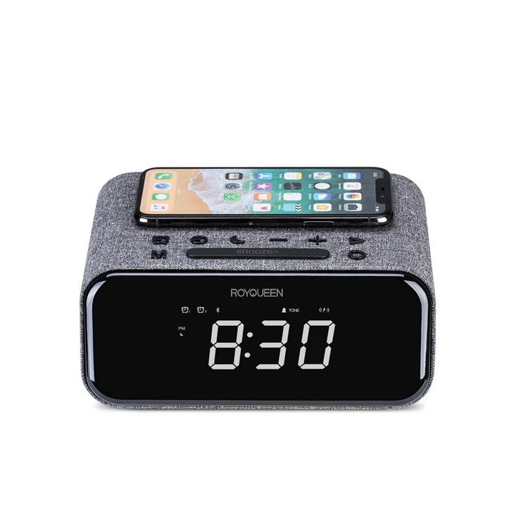 

New Arrival Wireless Charger Alarm Clock FM Radio Wireless Blue tooth Speakers