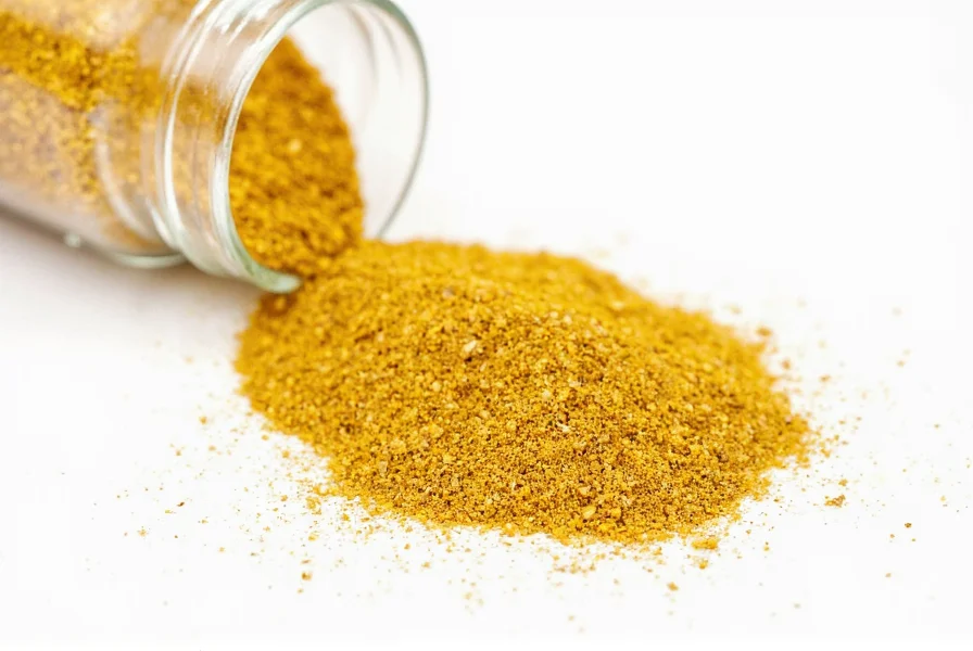 Close-up of McCormick Lemon Pepper seasoning showing golden yellow color and coarse texture on white background