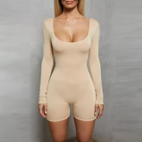 

JB-19100901 2019 Latest Design Custom Long Sleeve Women Jumpsuit Wholesale Hot Pants Bodycon Jumpsuit