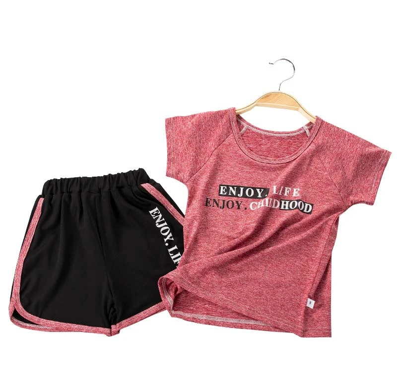 

kids clothing set quick-dry sports suit 2pcs/set girls and boys t-shirt shorts clothes set summer children clothes B039