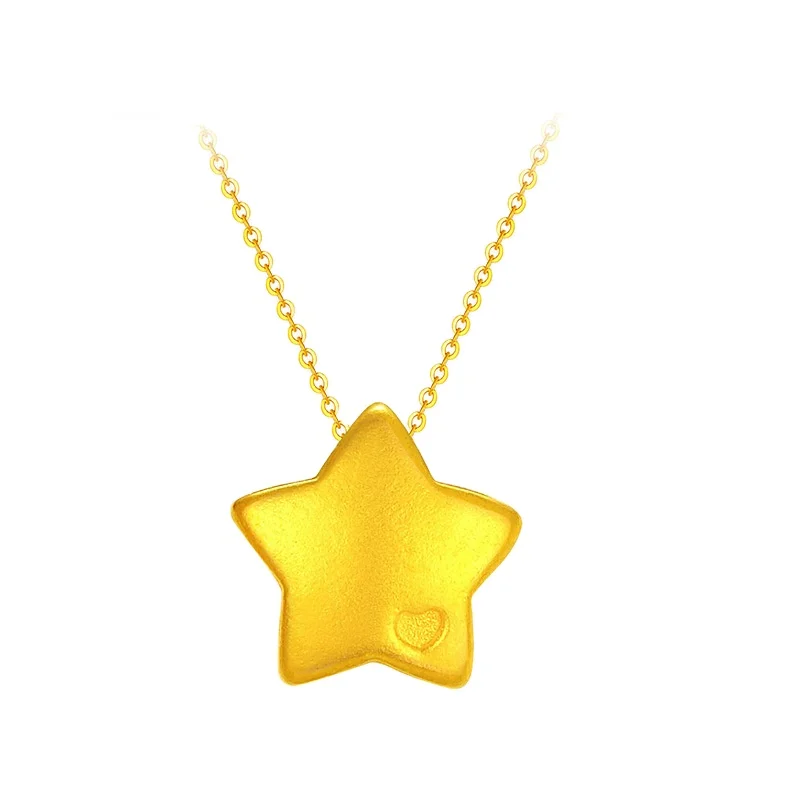 

Simple Fashion Trend Round Brand Five-Pointed Star Jewelry Sand Gold Shop The Same Style Clavicle Chain Girl Necklace