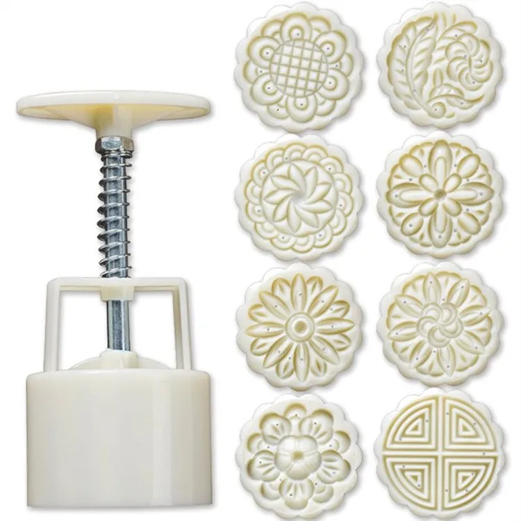 

Mid-Autumn Festival Hand-Pressure Moon Cake Mould With 12 Pcs Mode Pattern For 4 Sets mouldings silicon cake moulds