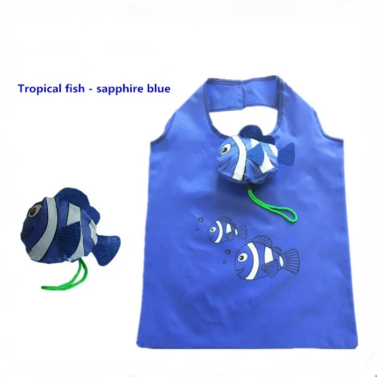 

Eco-friendly Tropical Fish Foldable Shopping Bags Cartoon Folding Portable Bag Women Grocery Polyester Storage Bag, Customized color
