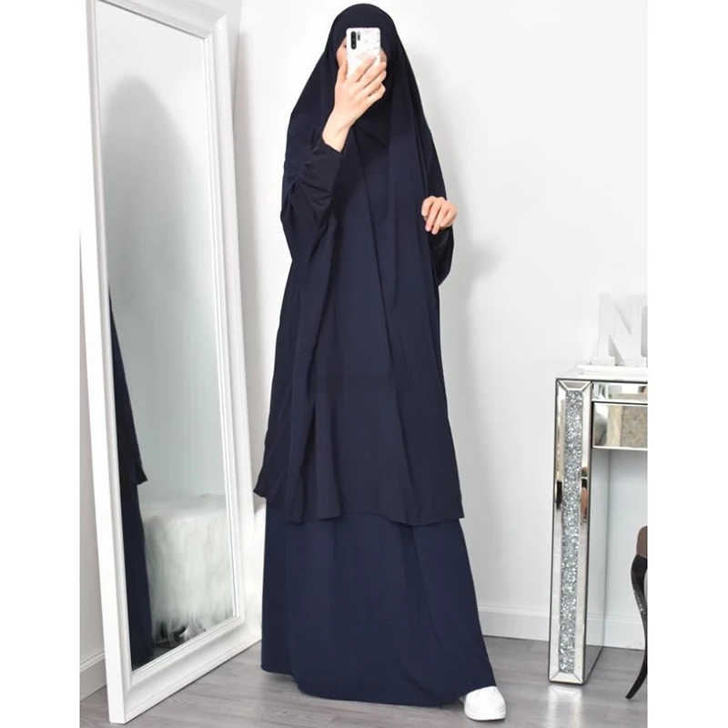 

Muslim Hot Selling Abaya With Skirt EID Islamic Clothing Ramadan Prayer Dress Women Light Weight Korea Nida Two Piece Jilbab, 7 colors