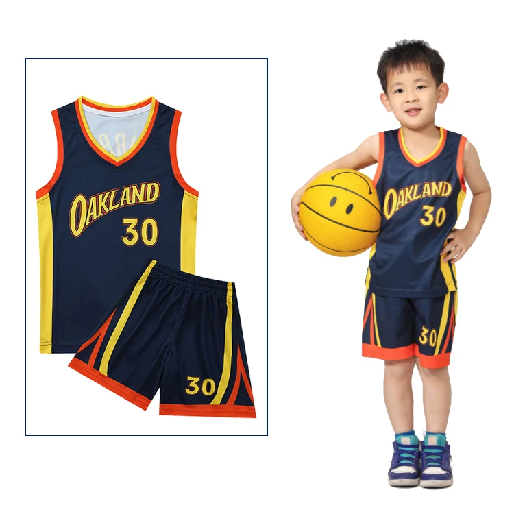 

2021 Oklahoma City Kids Size Basketball Uniform Latest Design Digital Printing Sportswear Student Curry Basketball Jersey, Different color can be customized