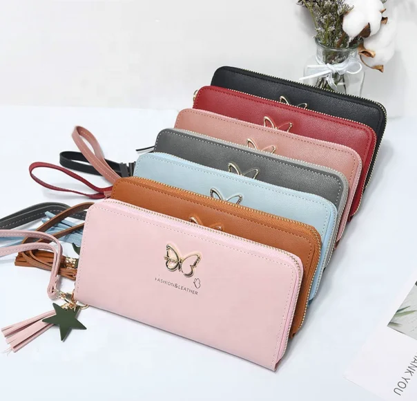 

Fashion Animal Wrist Handle Phone Case Money Pocket Pouch wallets pu leather ladies purse women long, Customized