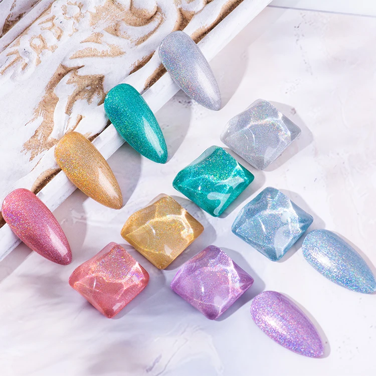 

RS Nail 2022 New arrival super shining glitter uv gel 7.5ml colorful holographic gel polish wholesale