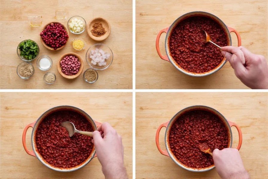 Step-by-step red bean chili ingredients