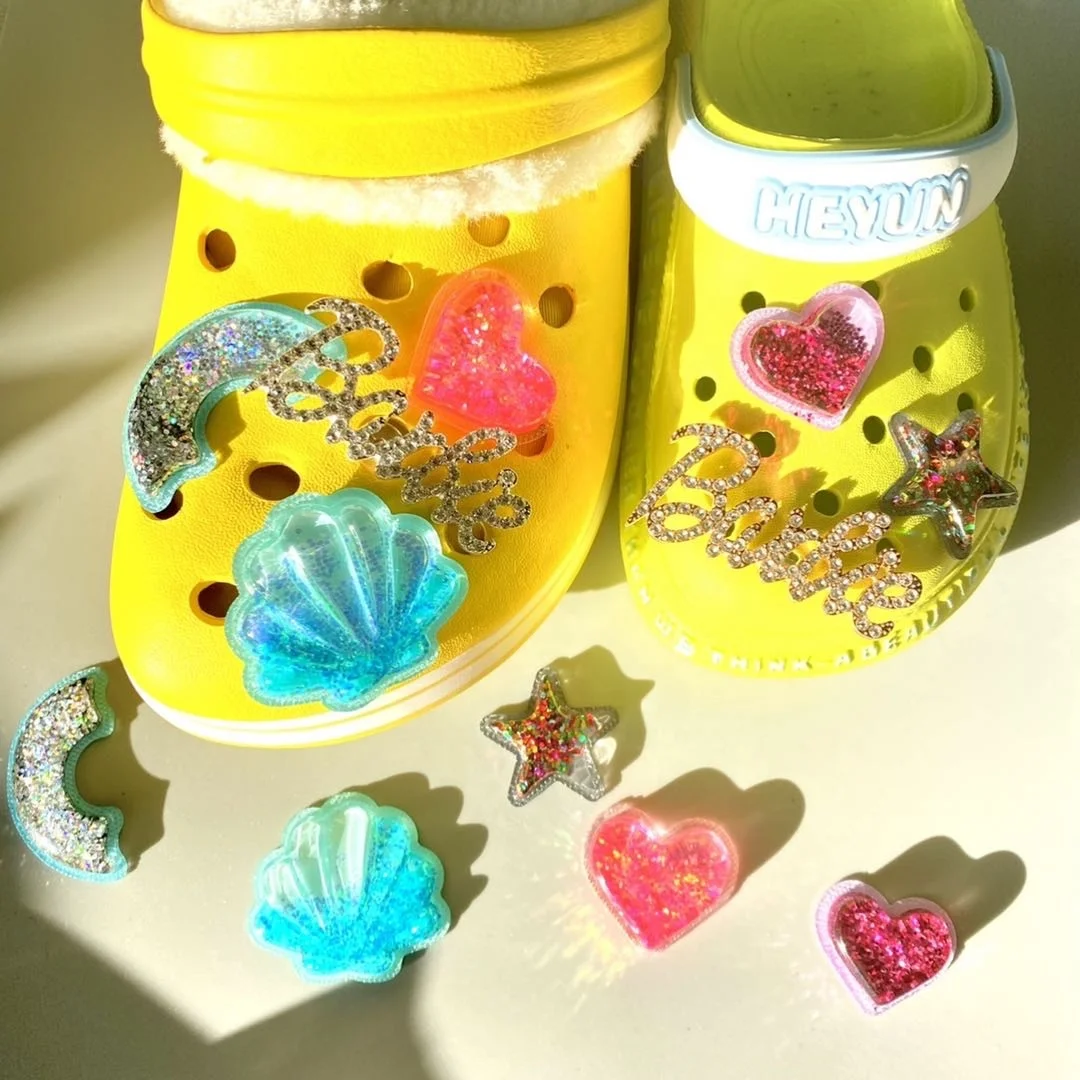 

Creative DIY heart Shaped bling Air bubbles Girl Gift Decoration shoe decorations clog charms shoes charms, Picture