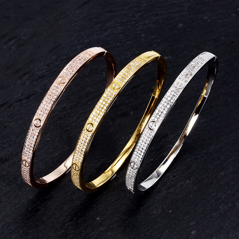 

18K Gold Plated Zircon Bangle Bracelets For Women And Men