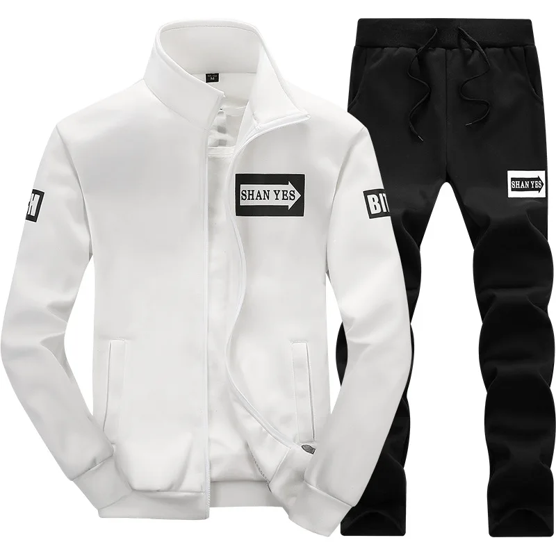 2019 autumn collar printing letter sweater two-piece sports suit