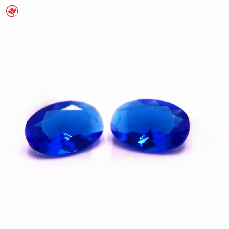 

Hot sale dark blue oval shape 4*6mm-13*18mm glass gemstone