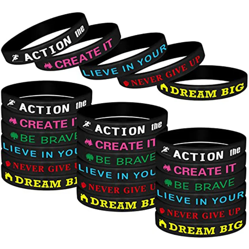 

Motivational Bracelets Inspirational Silicone Wristbands with Motivational Sayings for Men Women, Any color