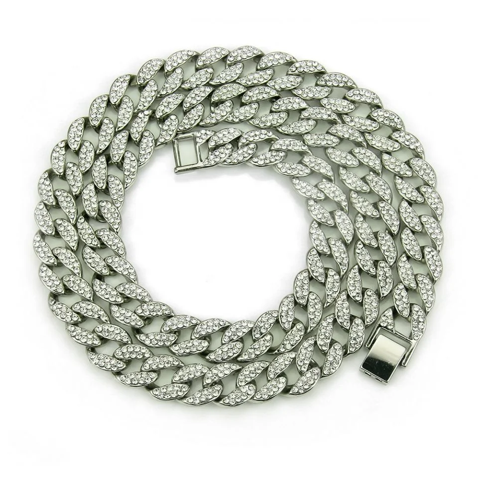 

Hot Sale Miami Cuba Diamond Silver Hip Hop Necklace for man and women