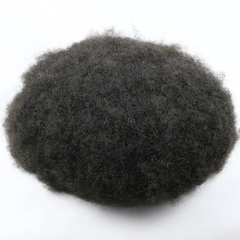 

Afro Toupee for Men Human Hair Black African American Wigs Full Skin 8x10inch African Curly Afro Toupee for Mens Curl Wigs
