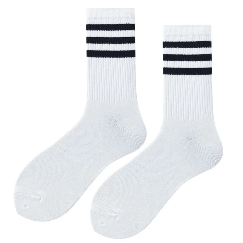 

Classic Three-bar Striped Men Sports Socks High Quality Long Tube Skateboards Socks Fashion College Student Style Crew Socks