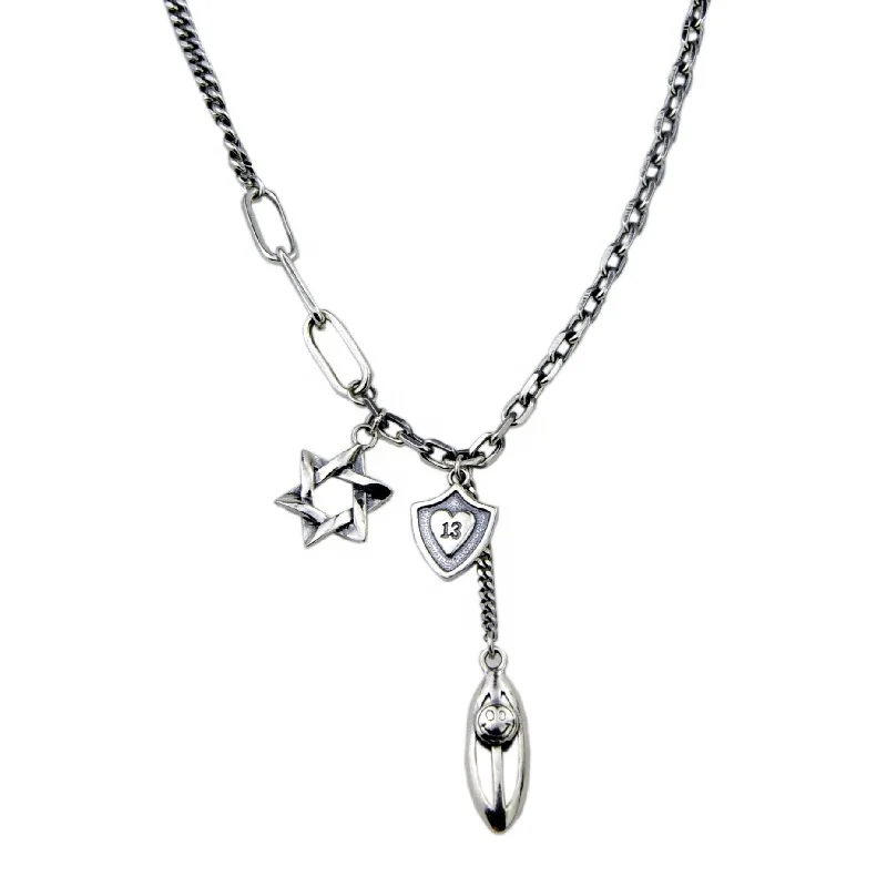 personality six-pointed star necklace anti silver necklace with