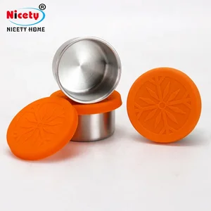 Image of 5cm 50ml kitchen stackable storage leakproof lunch box stainless steel metal food grade sus 304 material with silicone lid