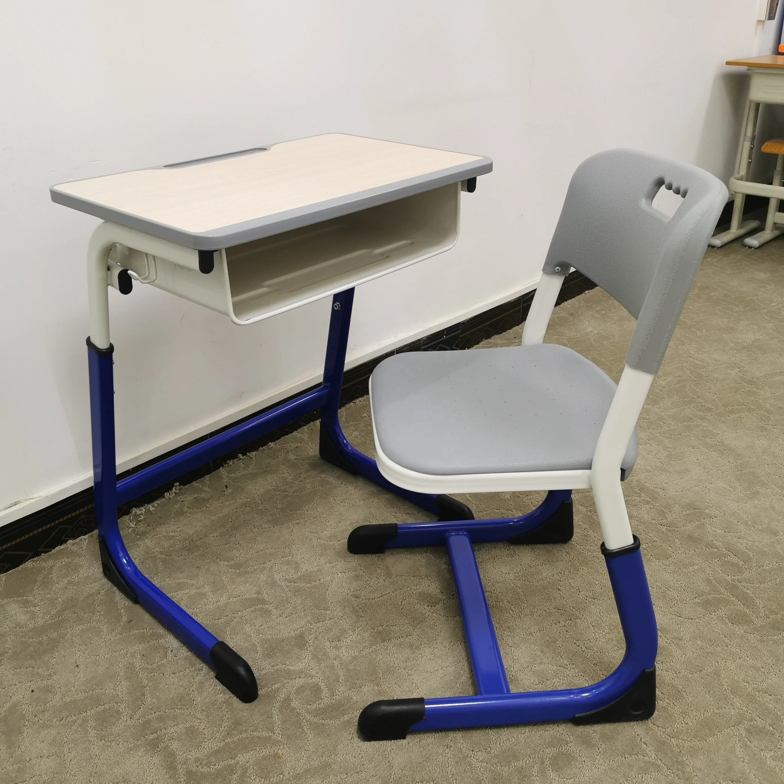
Height adjustable school or home study desk and chair set kids desk student study office desk 