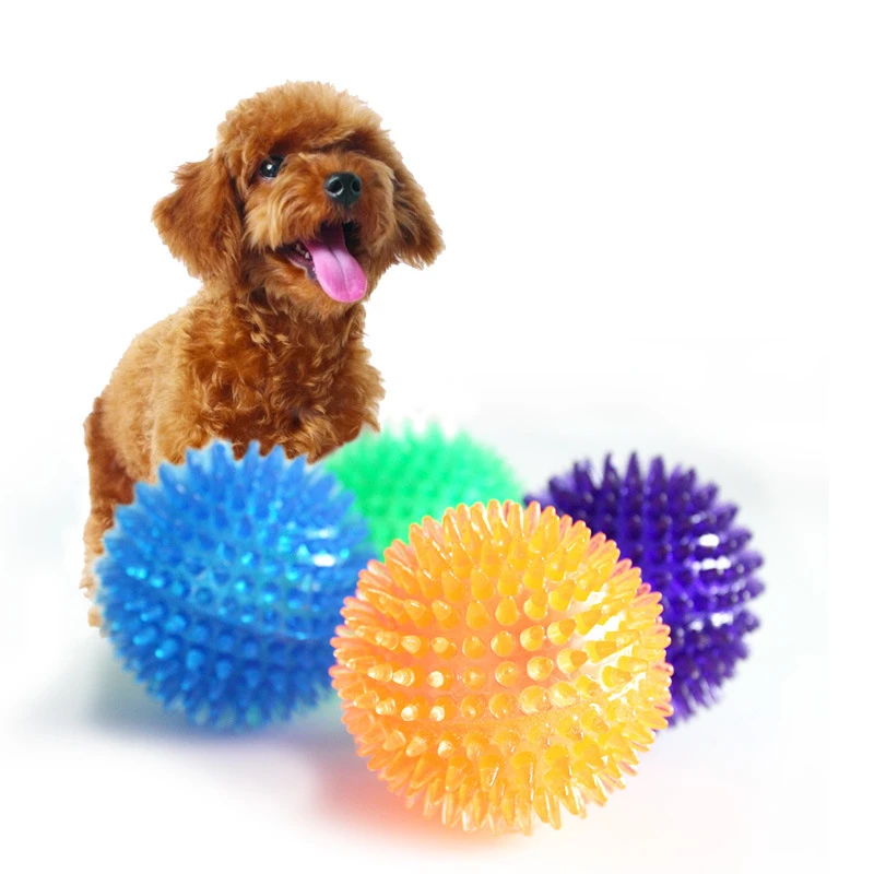 

Pet Dog Toys Cat Puppy Sounding Squeaky Tooth Cleaning Ball TPR Training Pet Teeth Chewing Toy Thorn Balls Dog Training Toys