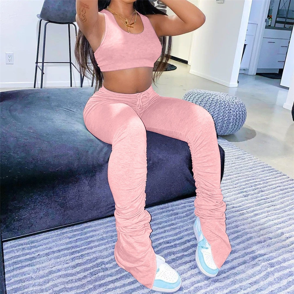 

A00071D Factory Price 2020 Summer Crop Navel Casual Suit Women Two Piece Set, Gray pink yellow black green