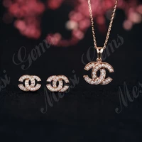 

Fashion luxury 14k 18k rose gold moissanite earring necklace jewelry set