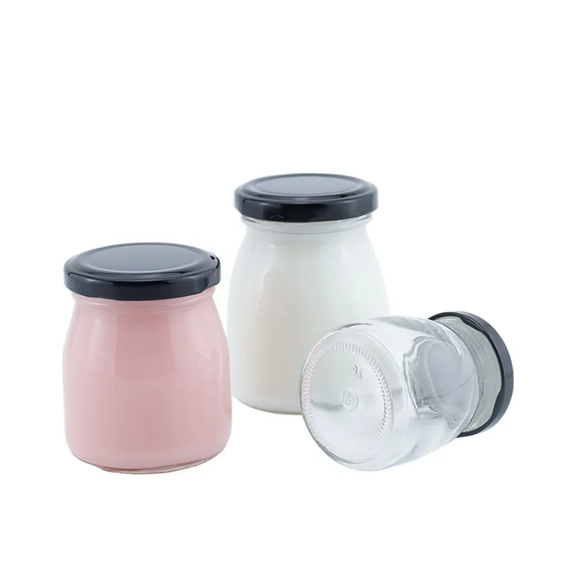 100ml 150ml 200ml Glass Pudding Bottle With Lids Clear Yogurt Jars Glass Pudding Bottle With