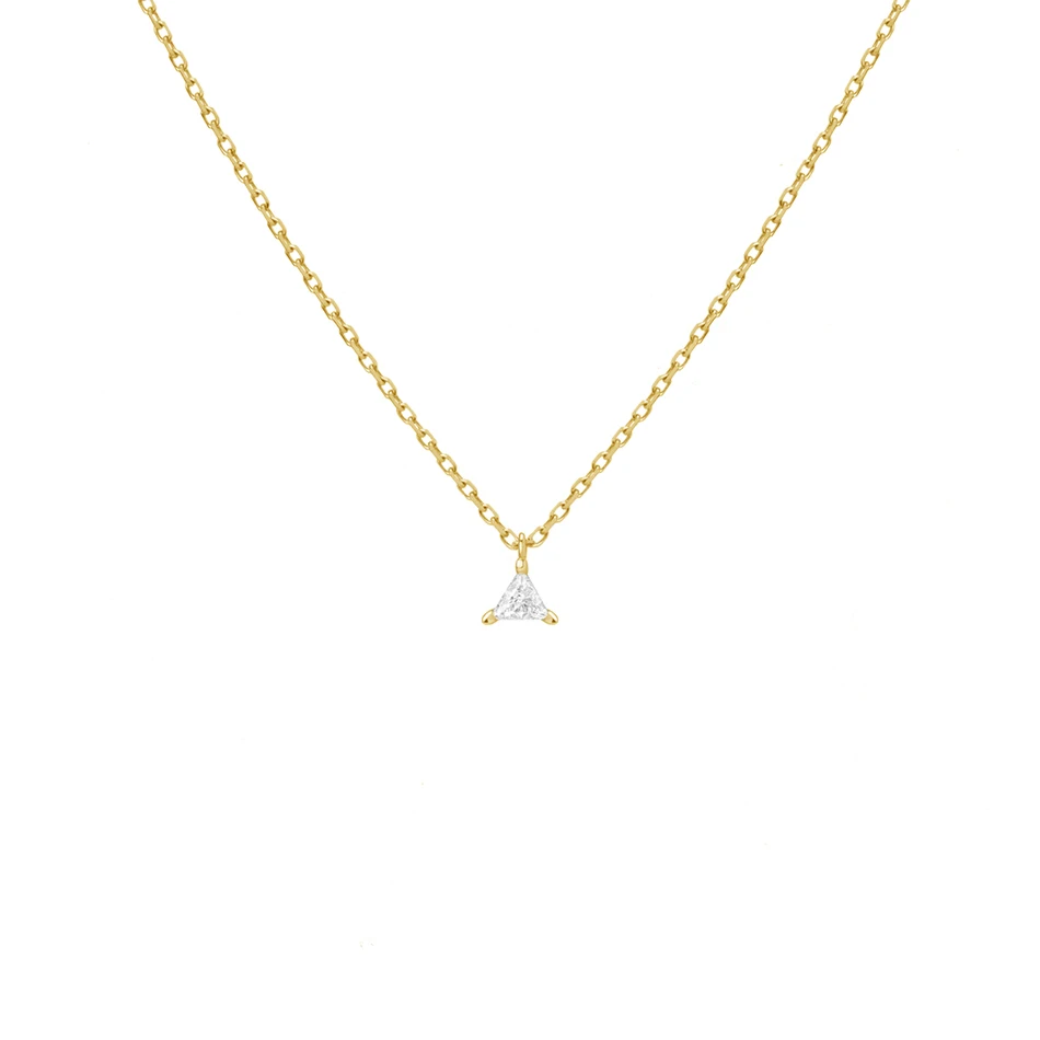 

Brass Gold Plated Pendant Necklace With Triangle Cubic Zircon For Women Silver Necklace Jewelry