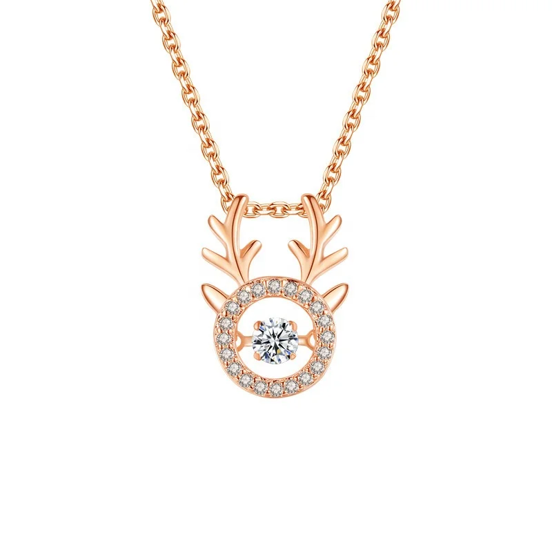 

Ebay Best Selling 18K Gold Plated Deer Head Pendant Necklace Cubic Zircon Dance jewelry necklaces