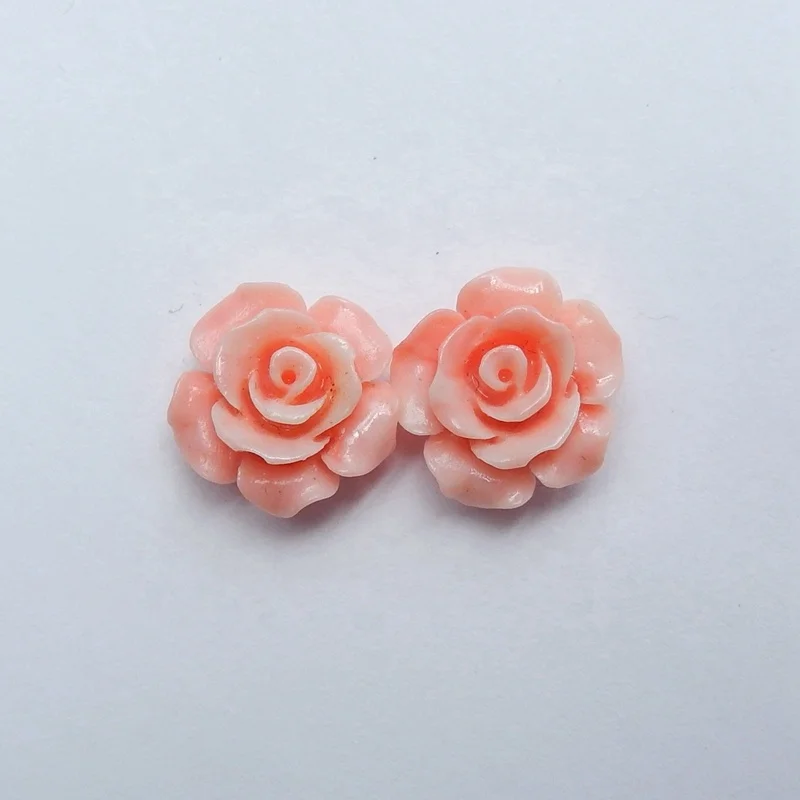 

13mm New Arrival Pink Conch Shell Carved Rose Flower Earrings beads, 13x13x7mm, 1.2g