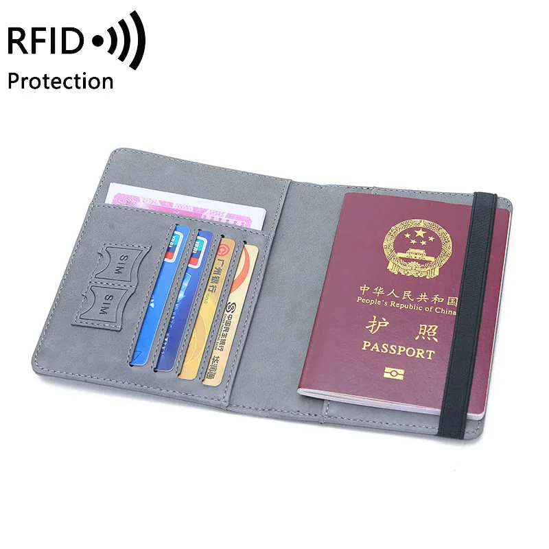 

Rfid blocking PU leather passport covers wallet credit card holder with elastic band, Customized