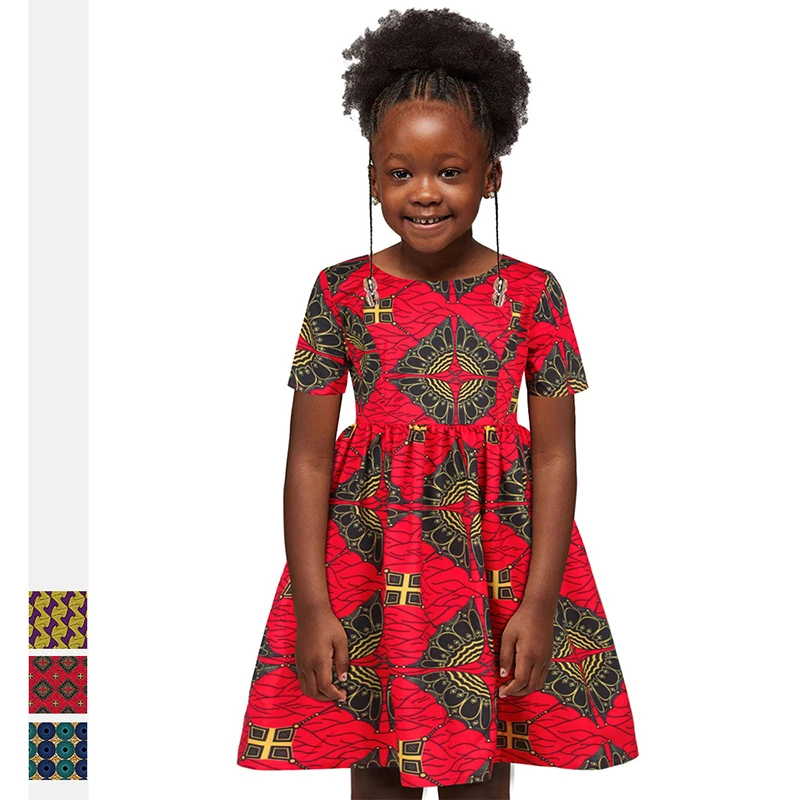 

2021 New Style Ready To Ship Nigerian Girls Fashion Kitenge Clothing African women Dresses Designs Wholesale For Children, Customized color