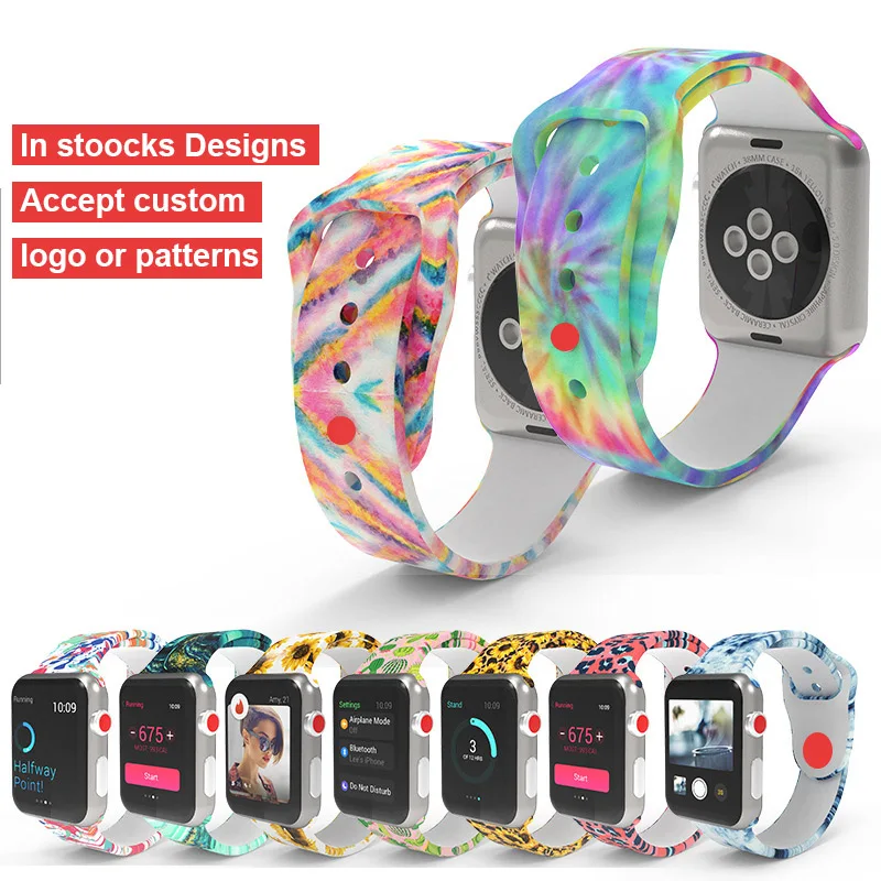 

Girly Fashion Beauty Customized Designs Patterns Silicone Replacement Band For Apple iWatch Strap 38mm 42mm Designer Watch Bands