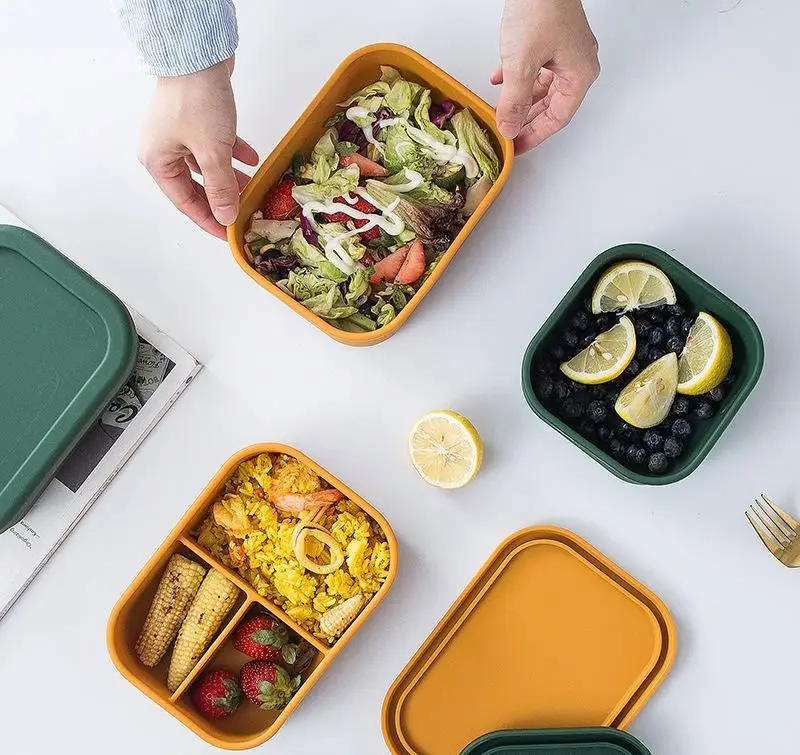 

2021 Amazon eco-friendly silicone seal leakproof stainless steel bento lunch box metal lunch container