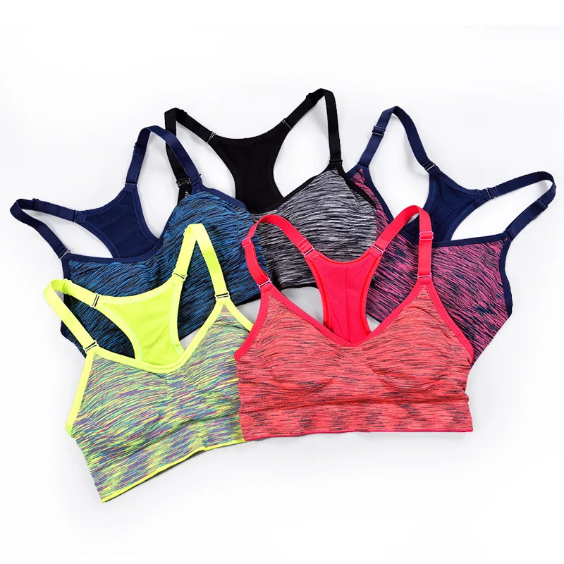 

Women Fitness Yoga Sports Bra For Running Gym Padded Wire free Shake proof Underwear Push Up Seamless Fitness Top Bras, As show