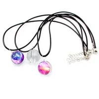 

Harajuku Jewelry Double Sided Nebula Galaxy Planet Universe Glass Ball Pendant Necklace Women Men Rope Chain