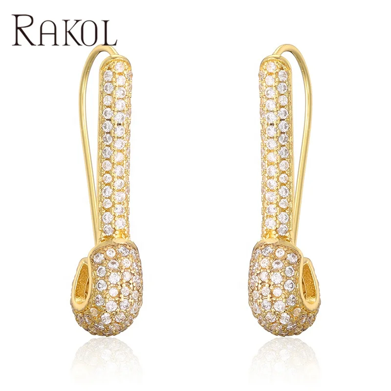 

RAKOL EP2393 designer exquisite colored enamel gold plated Hook earrings full paved crystal rhinestone wedding bridal earrings