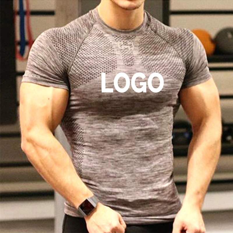 

Wholesale Quick Dry Custom Spandex Men's Muscle Fit T-shirts Running Fitness Gym Shirt Gym T shirt, Customized color