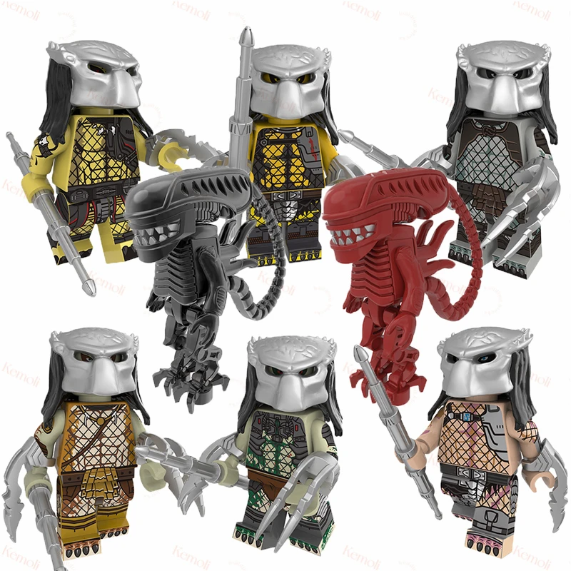 

PG8254 Famous Movie Monster Alien vs Predator The God of War Mini Action Building Block Figures ABS Plastic Collectible Toys