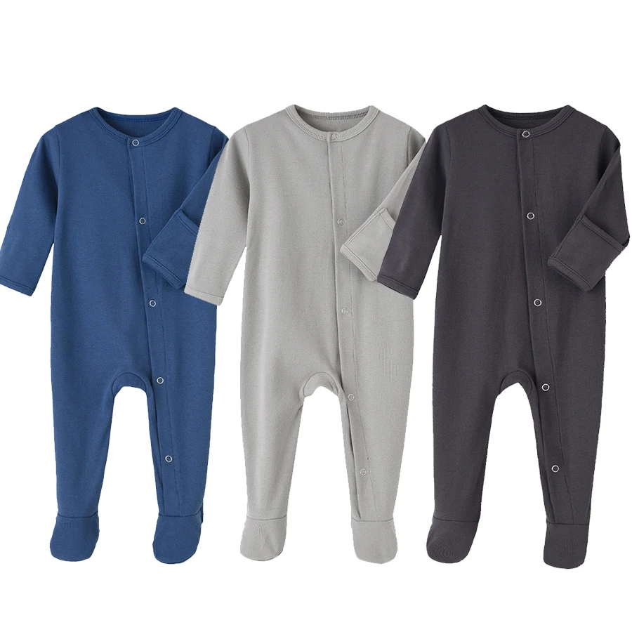 

Cotton Solid Color Baby Sleepwear,Long Sleeve Snap Button Baby Onesie,High Quality Winter Baby Pajamas