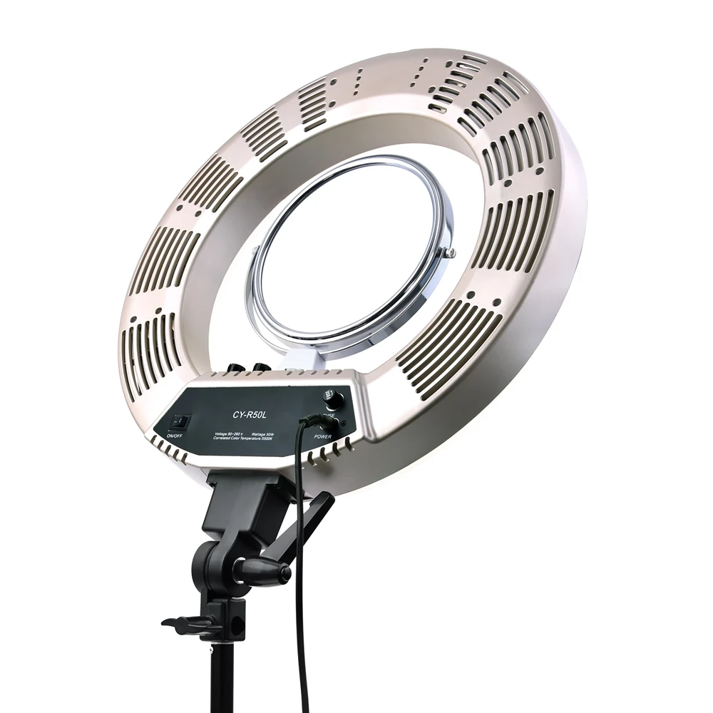 

FOSOTO CY-R50L Bi-color 480PCS LEDS 18" ring light with mirror & light stand for Live Stream/Makeup, Gold pink black