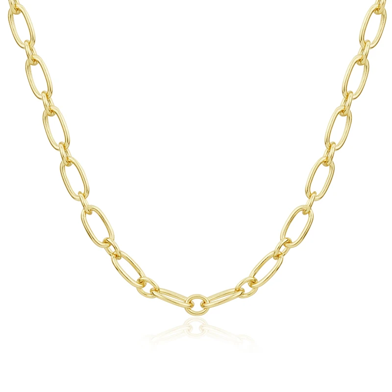 

Trending Chunky Cuban Link chain Necklaces Women Jewelry Gold Plated paperclip chain Choker Necklace 925 Silver