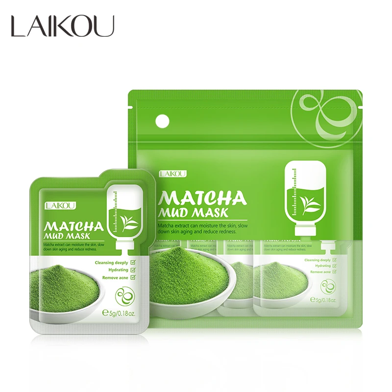 

LAIKOU 5*12pcs MATCHA mud cream green tea deep cleansing oil-control skin care 60g