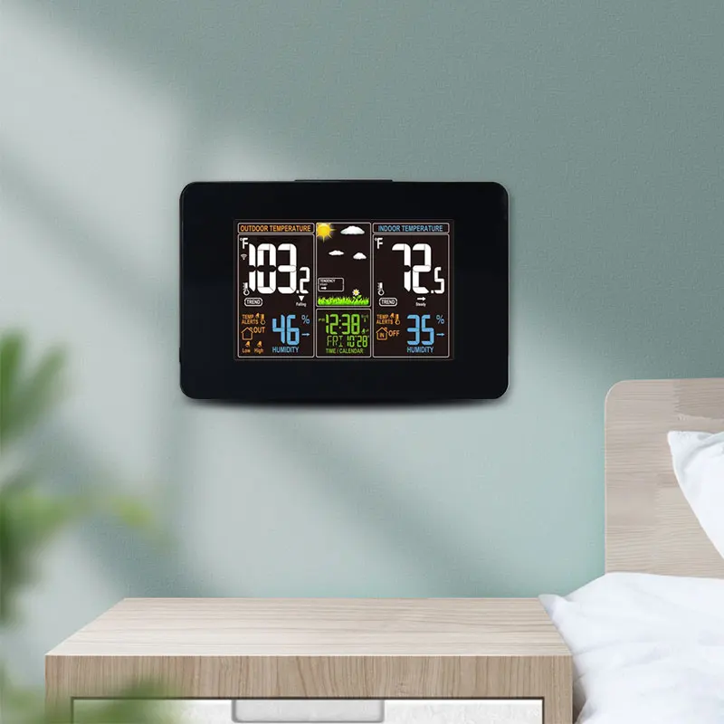 

Stick On Weather Station Illuminated Digital Wall Clock, Black, white, custom